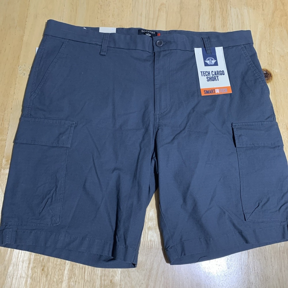 Dockers Men's Tech Cargo Shorts New 38 Blue Navy Casual Cargo Pockets